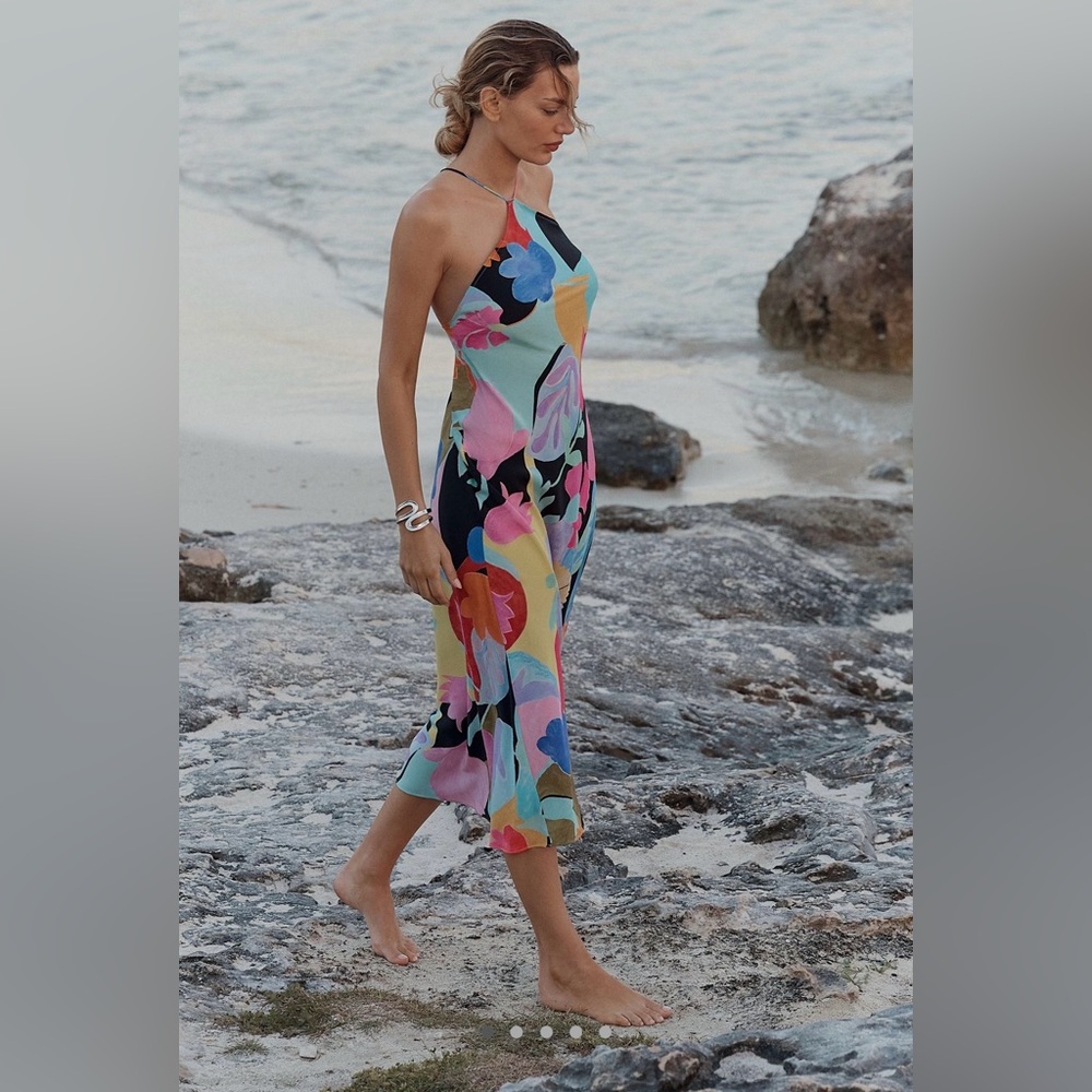 RIXO Hayley 100% Silk Slip Dress